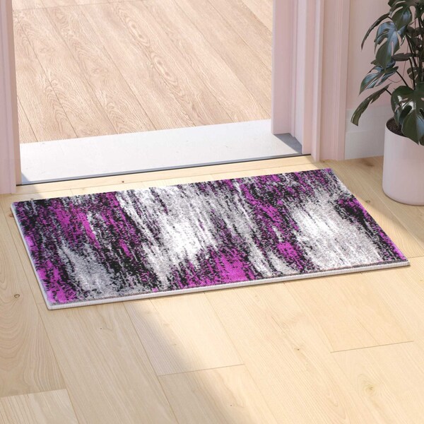 Flash Furniture Purple 2' x 3' Abstract Design Accent Area Rug ACD-RGTRZ863-23-PU-GG - main